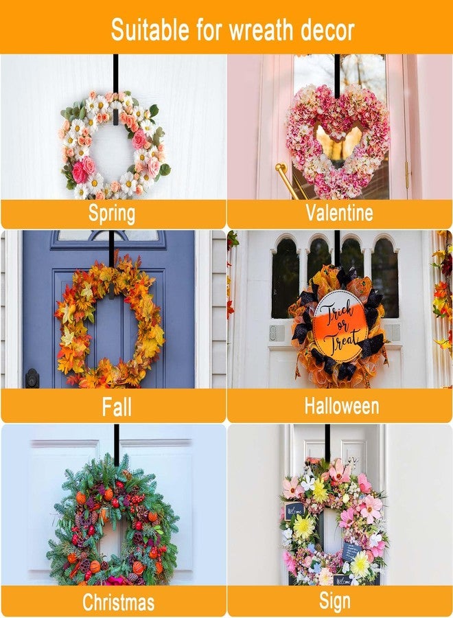 Dapute 15" Christmas Wreath Hangers for Front Door, 2 Pack Over The Door Wreath Hanger Hooks for Hanging Christmas Thanksgiving Easter Fall Spring Decoration, Door Hangers Suitable for Various Doors (Black) - Image 2